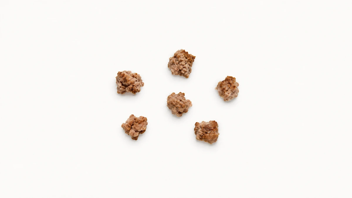 Beef for babies (9 months old): Finely shredded, or soft meatballs