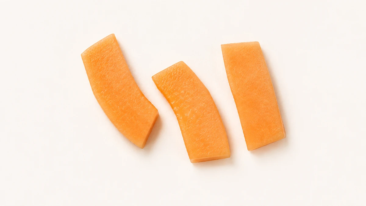 Cantaloupe Melon for babies (6 months old): Large soft spear, seeds removed