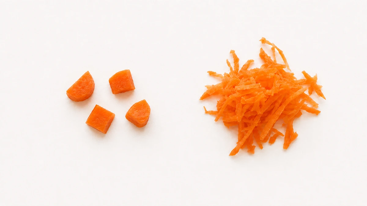 Carrot for babies (9 months old): Small soft pieces or grated