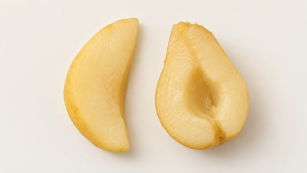 Pear for babies (6 months old): Large cooked wedge, cooked half or soft puree