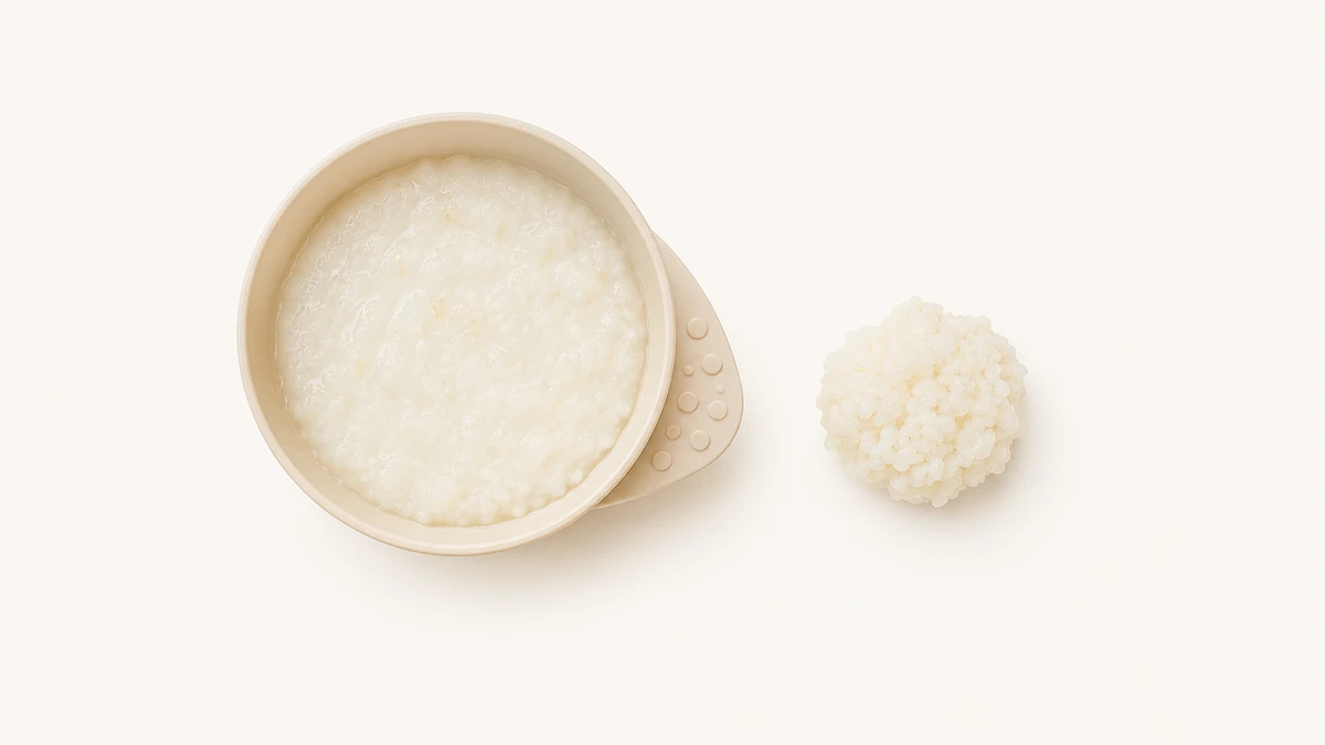 Rice for babies (6 months old): Soft congee or large soft rice ball