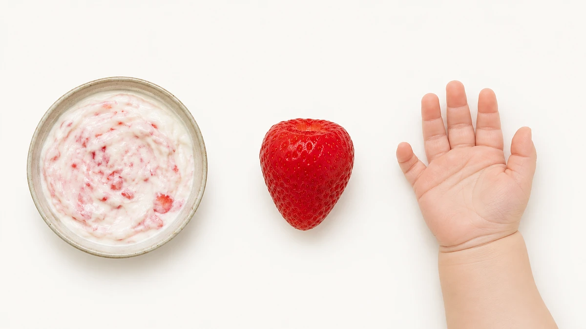 Strawberry for babies (6 months old): Mashed, or a very large soft berry to gnaw